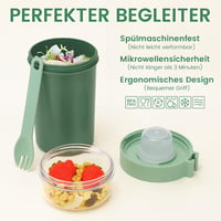 Bugucat Müzlis Pohár 760ml + 230ml Kanállal, Szorítható Joghurtos Reggeli Pohár Zöld 4