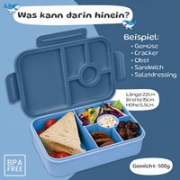 Bugucat Detský desiatový box s priehradkami 1300 ml, nepriepustný Bento box so 16 nálepkami a príborom, pre dievčatá a chlapcov 2