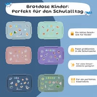 Bugucat Detský desiatový box s priehradkami 1300 ml, nepriepustný Bento box so 16 nálepkami a príborom, pre dievčatá a chlapcov 7