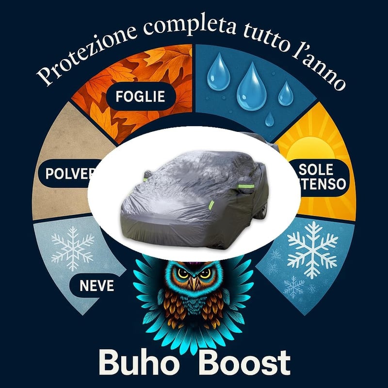 BuhoBoost Oxford 150D autó takaró napellenzővel, vízálló UV védelemmel és cipzárral