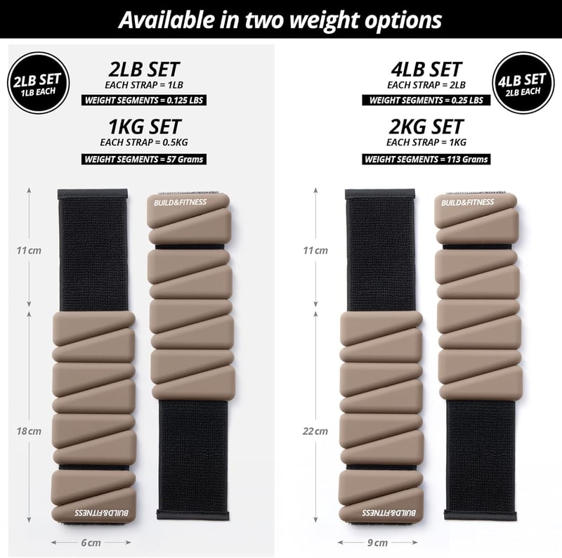 Build & Fitness Csuklósúly és bokasúly szett 2x0,5kg női és férfi edzéshez