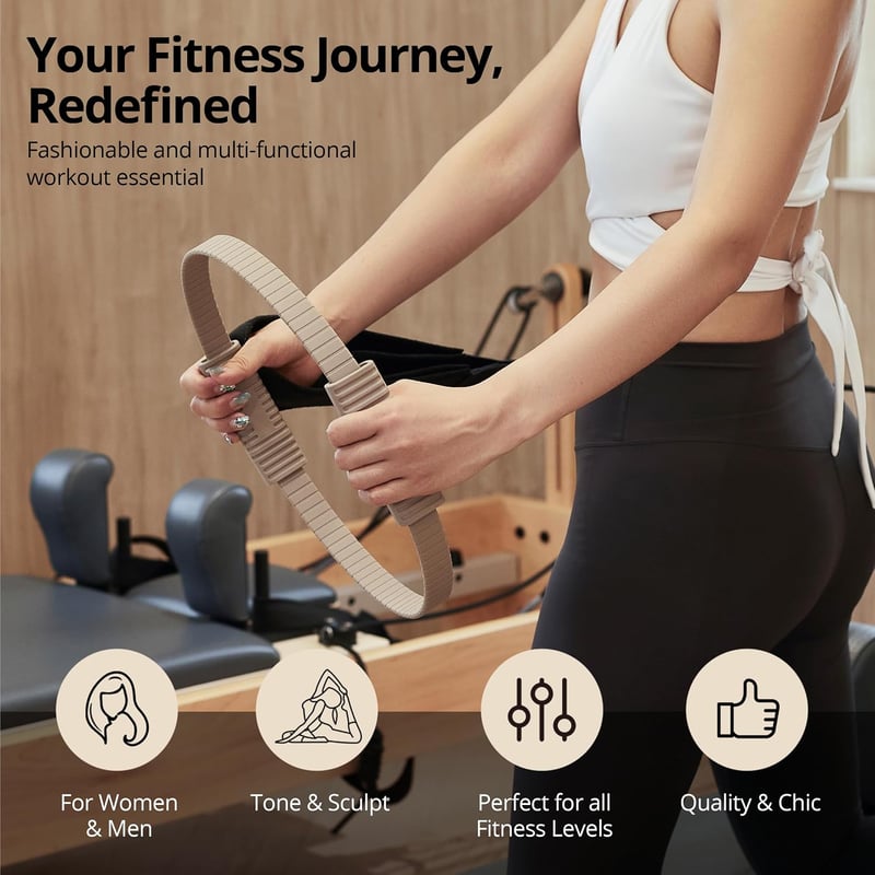 Build & Fitness Pilates mágikus karika 13,5 hüvelyk bézs gyűrű comb, törzs és kar edzéshez könnyű szilikon és üvegszál otthonra, edzőterembe
