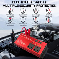 Menič napätia Builrand 2000W s čistou sínusoidou 12V na 230V, 3 USB, 3 AC zásuvky, 2 autozapaľovače, ambientné osvetlenie, menič napätia do auta na kempovanie 5