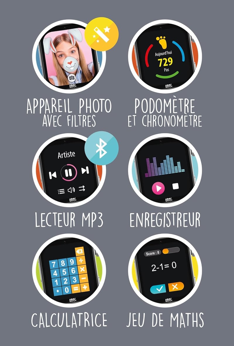 BUKI France Okosóra Gyerekeknek SIM Kártyával GPS Hívás Videó Szülői Felügyelet