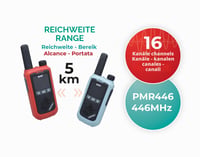 BUKI France TW05 Sada vysielačiek - dosah 5 km, 16 kanálov, nabíjateľná lítiová batéria, duálna nabíjačka, baterka, spona na opasok, 2 ks 3