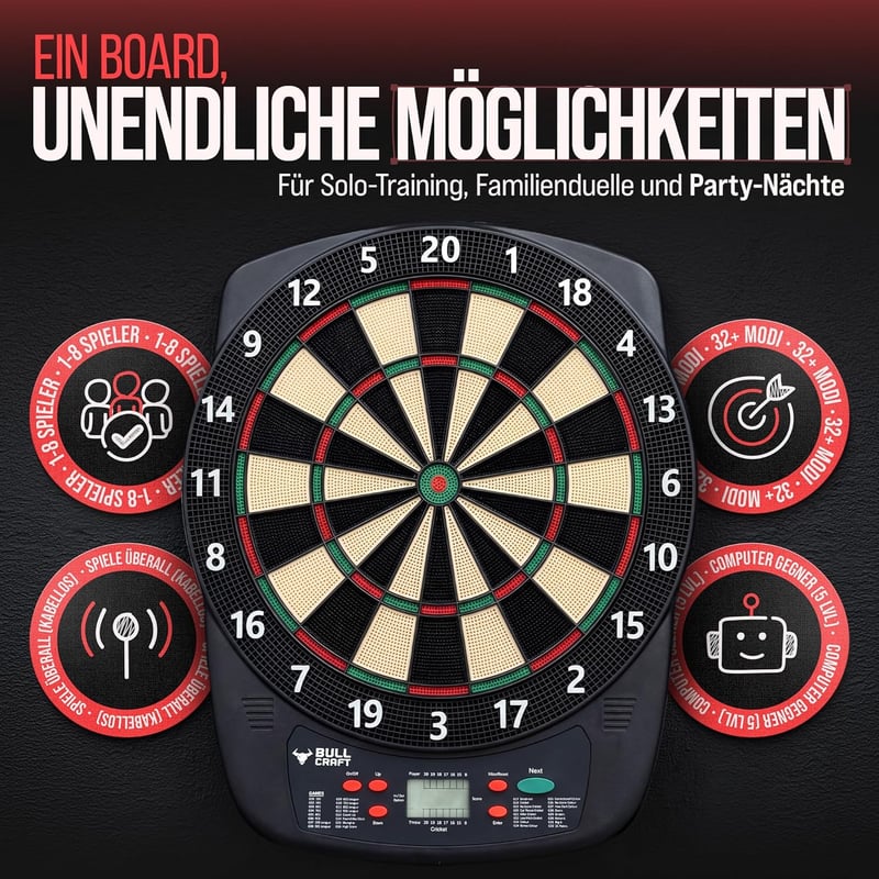 Bull Craft Elektronikus Darts Tábla Turnament Szett Vezeték Nélküli Soft Darttal