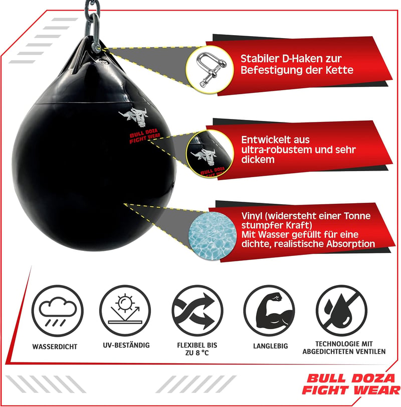 BULL DOZA FIGHT WEAR vízálló ütőzsák 30cm 14kg edzéshez
