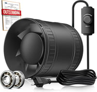 BUMSOU 100 mm állítható fordulatú csőventilátor 145 m3/h csendes inline elszívó dupla golyóscsapággyal fekete üvegház sátor garázs WC-hez 1