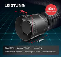 BUMSOU 100mm Kétirányú Csatornaventilátor 6 Fokozat Távirányítóval 7