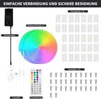 BUNACET Neon LED Szalag 16m RGB+IC Színváltós Vízálló IP65 Hajlékony Szilikon LED Csík Távirányítóval Beltéri Kültéri 2x8m 8