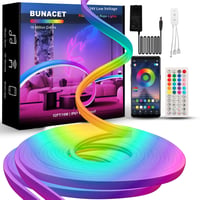BUNACET Neon LED Szalag 16m RGB+IC Színváltós Vízálló IP65 Hajlékony Szilikon LED Csík Távirányítóval Beltéri Kültéri 2x8m 1