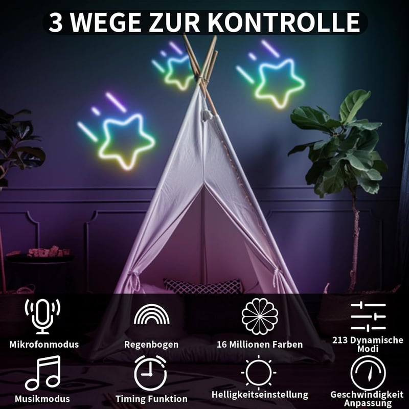 BUNACET Neon LED Szalag 16m RGB+IC Színváltós Vízálló IP65 Hajlékony Szilikon LED Csík Távirányítóval Beltéri Kültéri 2x8m
