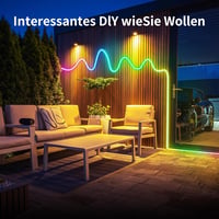 BUNACET Neon LED Szalag 16m RGB+IC Színváltós Vízálló IP65 Hajlékony Szilikon LED Csík Távirányítóval Beltéri Kültéri 2x8m 5