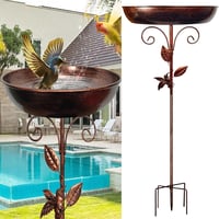 Burbesthete Adăpătoare pentru Păsări de Grădină, Stație 2 în 1 de hrănire și baie pentru păsări din metal, cu bază cu 5 gheare, Decor pentru terasă și grădină exterioară 1