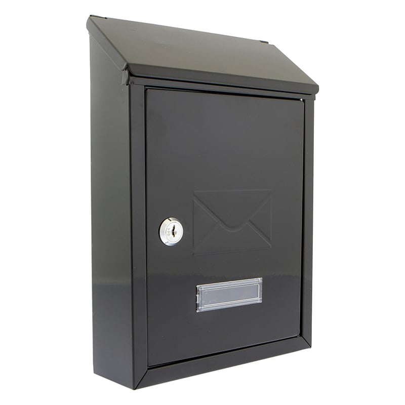 Nástenná poštová schránka Burg-Wächter Avon MB09BK, pozinkovaná oceľ, uzamykateľná, odolná voči poveternostným vplyvom, čierna, 21x30x6,5 cm