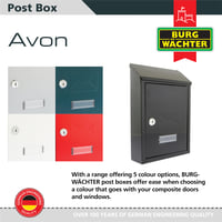 Nástenná poštová schránka Burg-Wächter Avon MB09BK, pozinkovaná oceľ, uzamykateľná, odolná voči poveternostným vplyvom, čierna, 21x30x6,5 cm 6