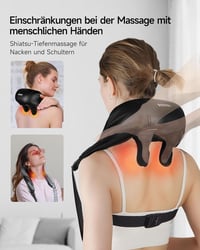 Burrki 4D Shiatsu nyakmasszírozó fűtéssel, elektromos vállmasszírozó fájdalomcsillapításhoz 2