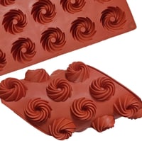 Bustlwor 2 db Mini Bundt Sütőforma Szilikon 15 Lyukú Muffin Cupcake Brownie Sütemény Pudding Barna 2