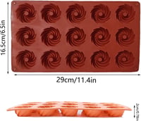 Bustlwor 2 db Mini Bundt Sütőforma Szilikon 15 Lyukú Muffin Cupcake Brownie Sütemény Pudding Barna 3