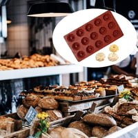 Bustlwor 2 db Mini Bundt Sütőforma Szilikon 15 Lyukú Muffin Cupcake Brownie Sütemény Pudding Barna 7