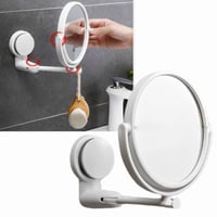 Kozmetické nástenné zrkadlo Bustlwor s 3-násobným zväčšením, otočné o 360°, obojstranné, s prísavkou, biele, 17,5x18,5 cm, na líčenie 2