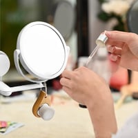 Kozmetické nástenné zrkadlo Bustlwor s 3-násobným zväčšením, otočné o 360°, obojstranné, s prísavkou, biele, 17,5x18,5 cm, na líčenie 6