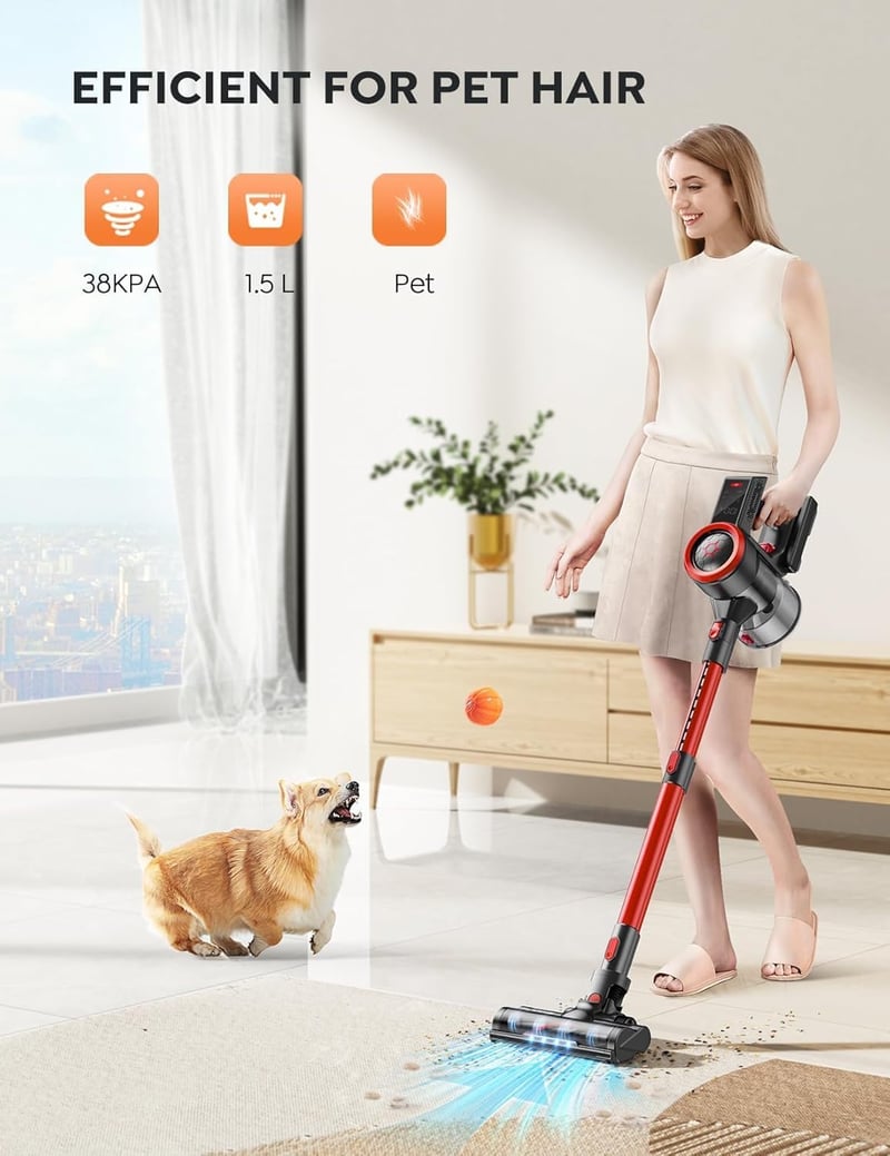 BuTure VAC 38000Pa Vezeték Nélküli Porszívó 450W, 55 Perc Üzemidő, Falra Szerelhető
