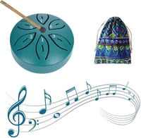 Butyeak Mini Tongue Drum - 6 Hangú Kézidob Szénacélból, 8 cm Átmérőjű Handpan Ütőhangszer Meditációhoz, Jógához, Zöld Színben 1