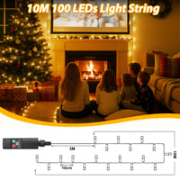 Buudala LED svjetlosni niz vanjski unutarnji 10 m 100 LED topla bijela USB punjiva baterija 8 načina rada timer vodootporna božićna rasvjeta za vrt drvce vjenčanje 3