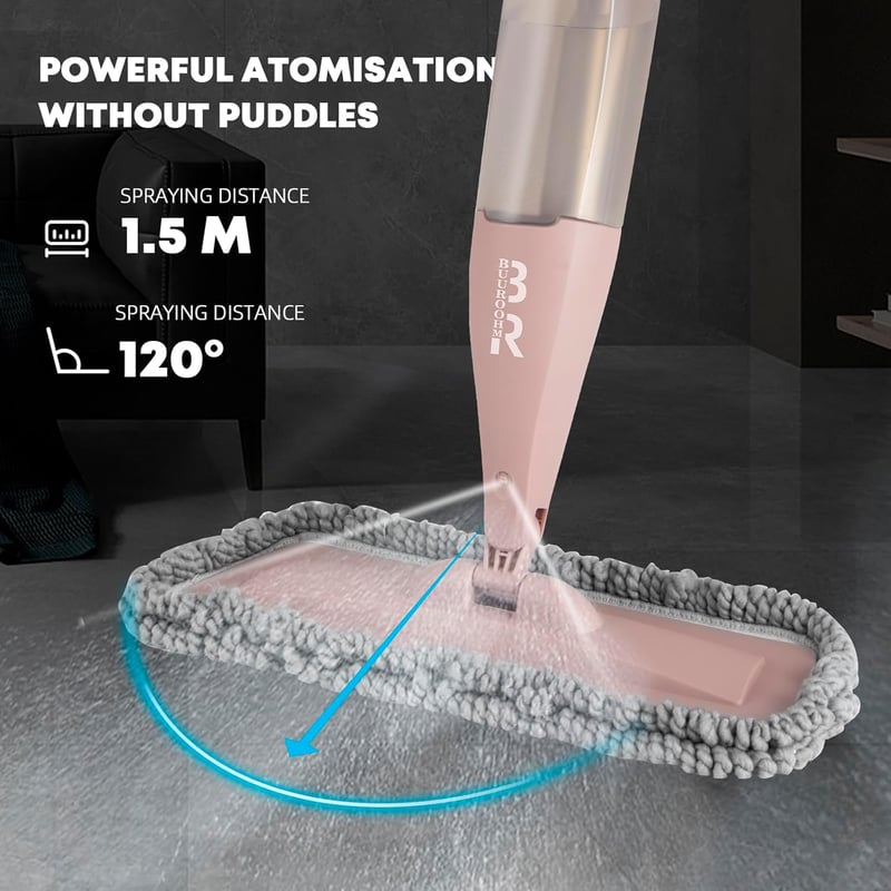 BUUROOHM Spray Mop 360° Forgó Fej, Mosható Mikroszálas Takarítórongy, Vödör Nélküli Padlótisztítás