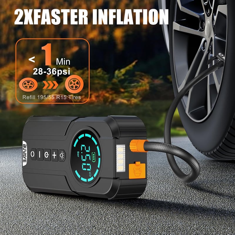 BUVAYE 4000A Autó Indító Kompresszor 150PSI 12V Hordozható Akkumulátor Booster