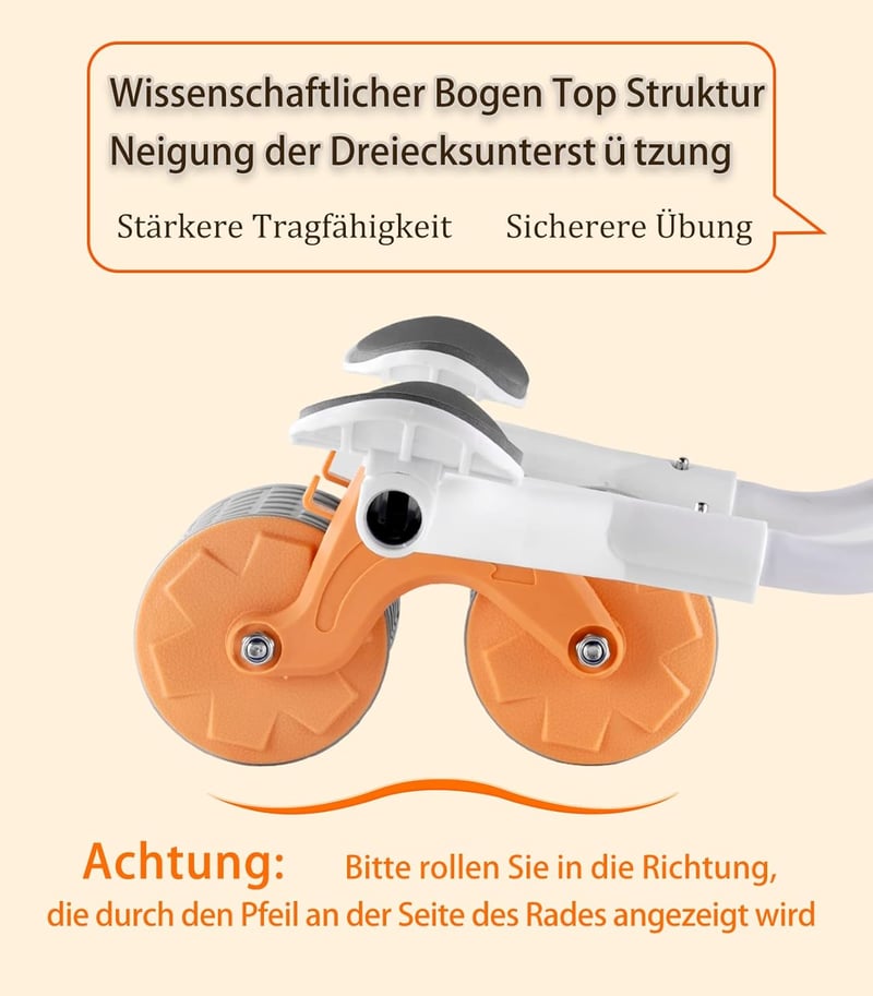 buvyuotu Hasizom Roller Könyöktámasztással és Automatikus Visszarugózással, Hasizom Edzőgép Páros Kerekekkel - orange