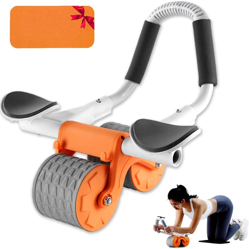 buvyuotu Hasizom Roller Könyöktámasztással és Automatikus Visszarugózással, Hasizom Edzőgép Páros Kerekekkel - orange