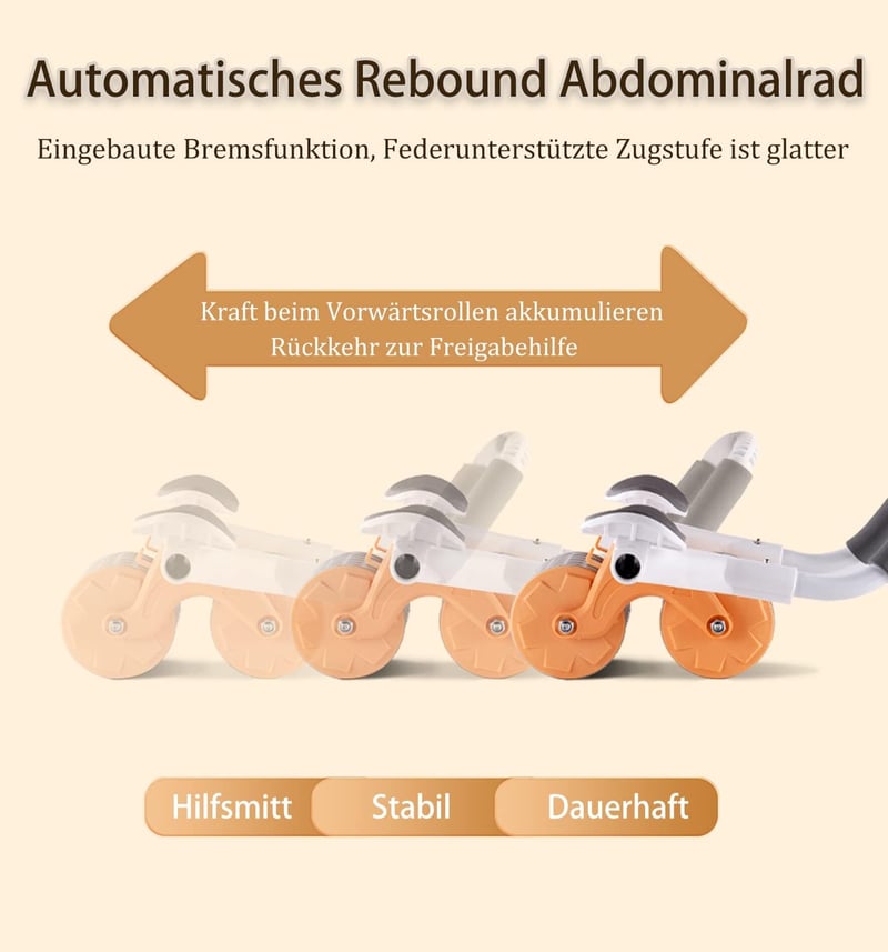 buvyuotu Hasizom Roller Könyöktámasztással és Automatikus Visszarugózással, Hasizom Edzőgép Páros Kerekekkel - orange