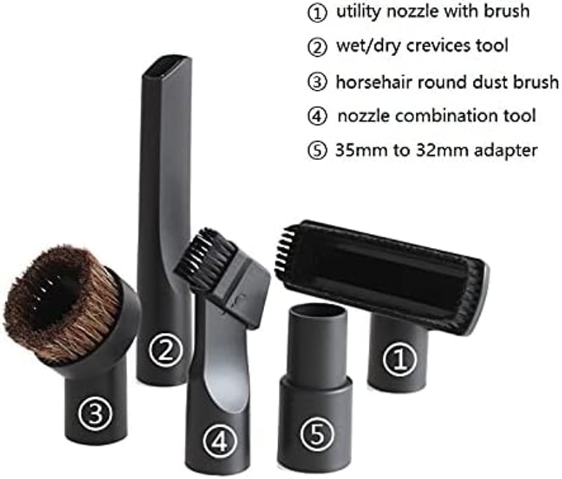 BUYSK 32mm Porszívó Kiegészítés Szett 5 Részes Adapter Kefe Fúvóka Résszívó