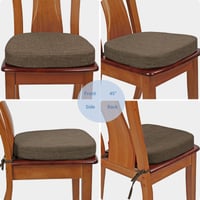 Sada 6 ks podsedákov BUYUE, 6,5 cm hrubý vankúš v tvare U 40x40 cm, pena s vysokou hustotou, protišmykové, na kuchynské a jedálenské stoličky, hnedé 4