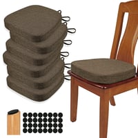 Sada 6 ks podsedákov BUYUE, 6,5 cm hrubý vankúš v tvare U 40x40 cm, pena s vysokou hustotou, protišmykové, na kuchynské a jedálenské stoličky, hnedé 1
