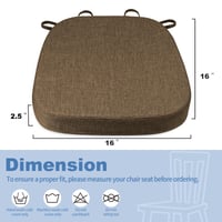 Sada 6 ks podsedákov BUYUE, 6,5 cm hrubý vankúš v tvare U 40x40 cm, pena s vysokou hustotou, protišmykové, na kuchynské a jedálenské stoličky, hnedé 3