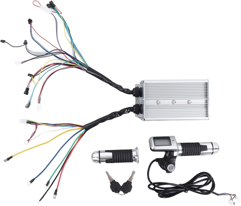 BuyWeek 1500W Elektromos Kerékpár Vezérlő Készlet - 36/48V Kefe Nélküli Motor Szabályzó LCD Kijelzővel és Gázkarral 22,5mm Kormányhoz
