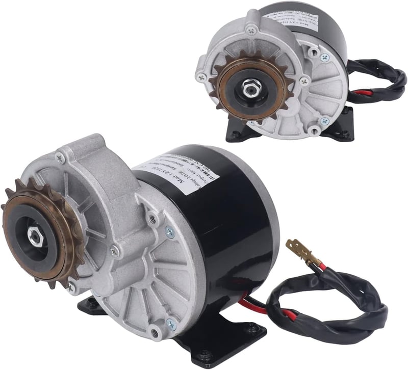 BuyWeek 24V 500W Fogaskerék Motor - Alumínium Reduktoros Elektromos Motor Nagy Nyomatékkal, 16 Fogú Lánckerékkel Elektromos Kerékpárokhoz, R