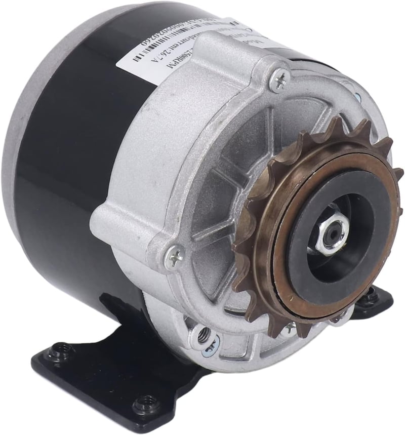 BuyWeek 24V 500W Fogaskerék Motor - Alumínium Reduktoros Elektromos Motor Nagy Nyomatékkal, 16 Fogú Lánckerékkel Elektromos Kerékpárokhoz, R
