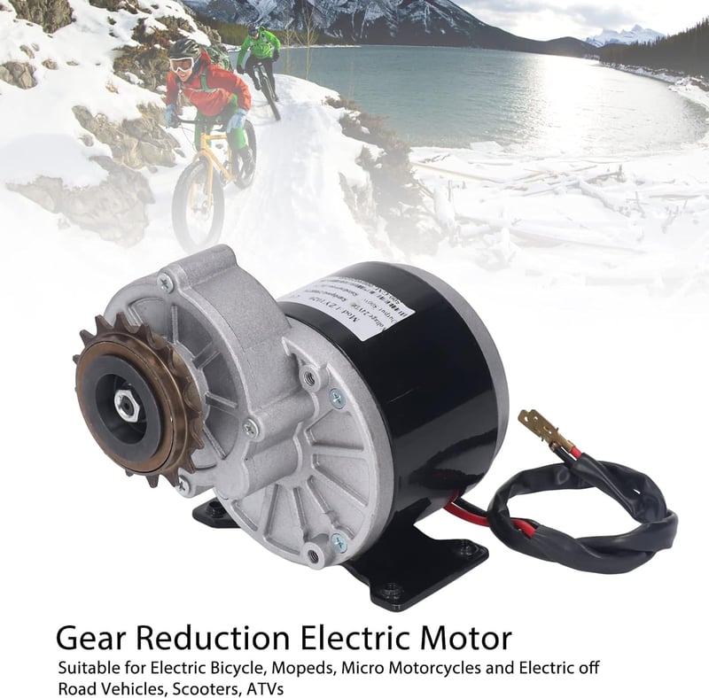 BuyWeek 24V 500W Fogaskerék Motor - Alumínium Reduktoros Elektromos Motor Nagy Nyomatékkal, 16 Fogú Lánckerékkel Elektromos Kerékpárokhoz, R
