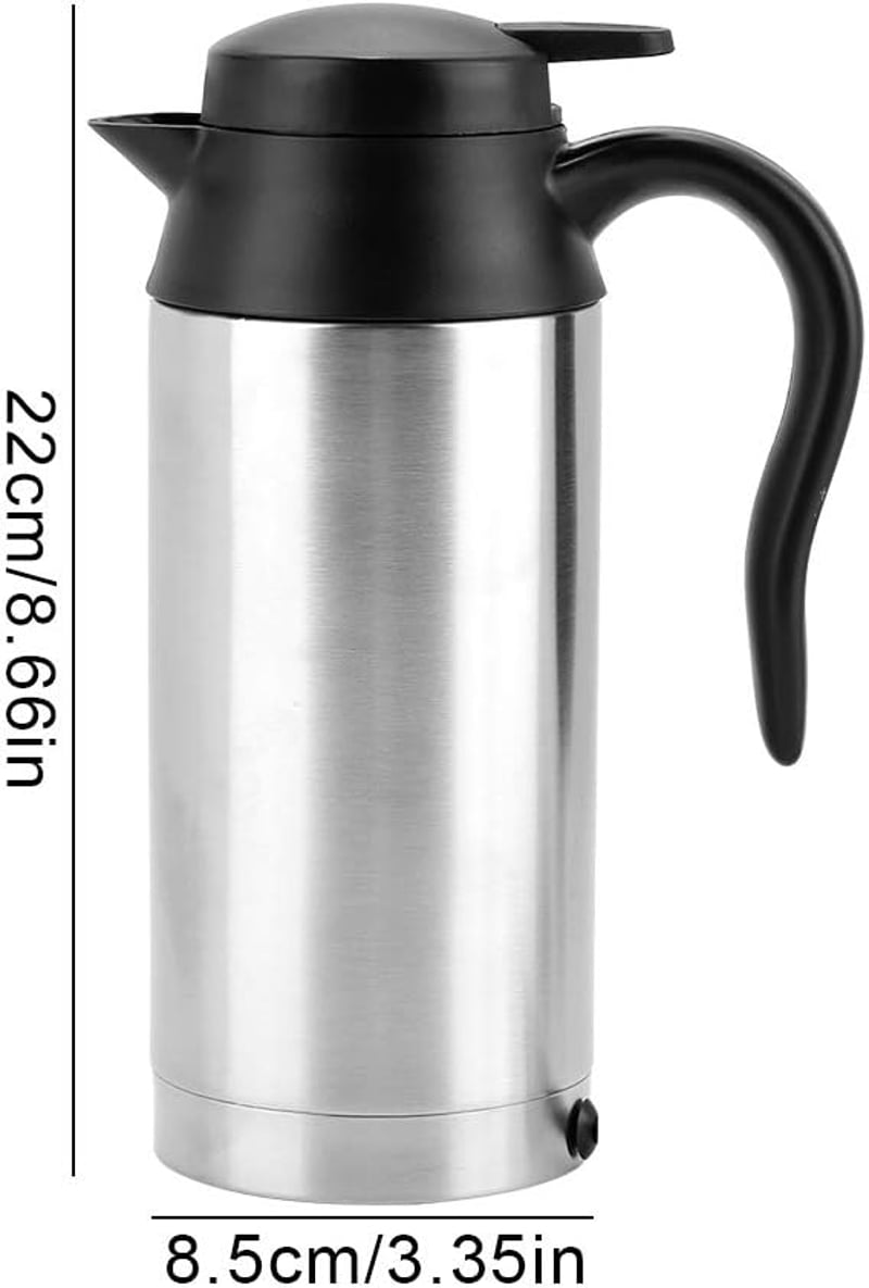BuyWeek 24V Autós Vízforraló 750ml - Hordozható Utazó Teafőző Kamionosoknak, Automatikus Kikapcsolással, Gyors Melegítéssel, Fekete