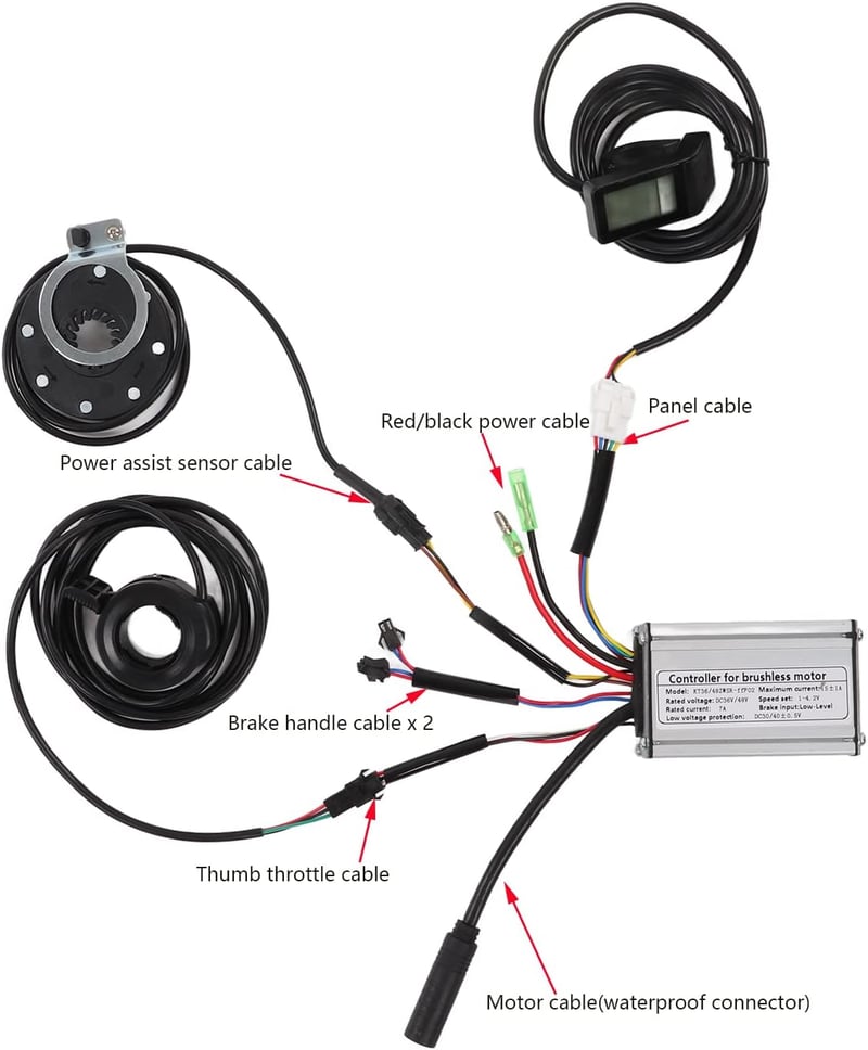 BuyWeek 36V/48V 250W Elektromos Kerékpár Motor Vezérlő Készlet LCD4 Kijelzővel