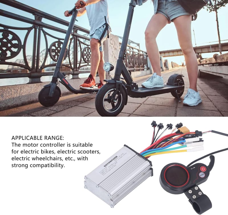 BuyWeek 48V 350W 20A Kefe Nélküli Motor Vezérlő LCD Kijelzővel - Elektromos Kerékpár, Roller és Kerekesszék Vezérlőegység Alumínium Házban