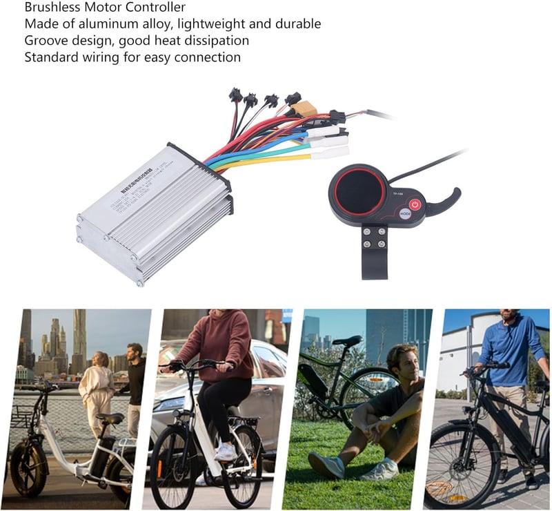 BuyWeek 48V 350W 20A Kefe Nélküli Motor Vezérlő LCD Kijelzővel - Elektromos Kerékpár, Roller és Kerekesszék Vezérlőegység Alumínium Házban