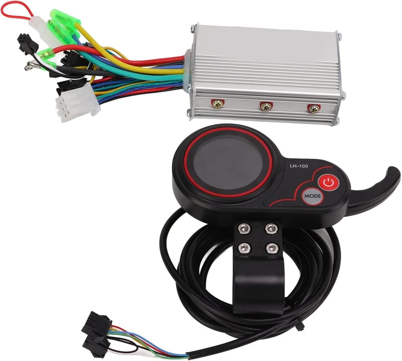 BuyWeek Elektromos Kerékpár Vezérlő 24/36/48V 350W - Kefementes Motor Szabályzó LH100 LCD Kijelzővel és Gázkarral E-Bike Robogókhoz