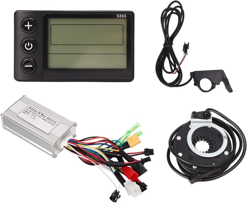BuyWeek Elektromos Kerékpár Vezérlő Készlet 24V/36V/48V 250W/350W Szinuszos Vezérlővel, S866 LCD Kijelzővel, E-Bike Robogó Átalakításhoz