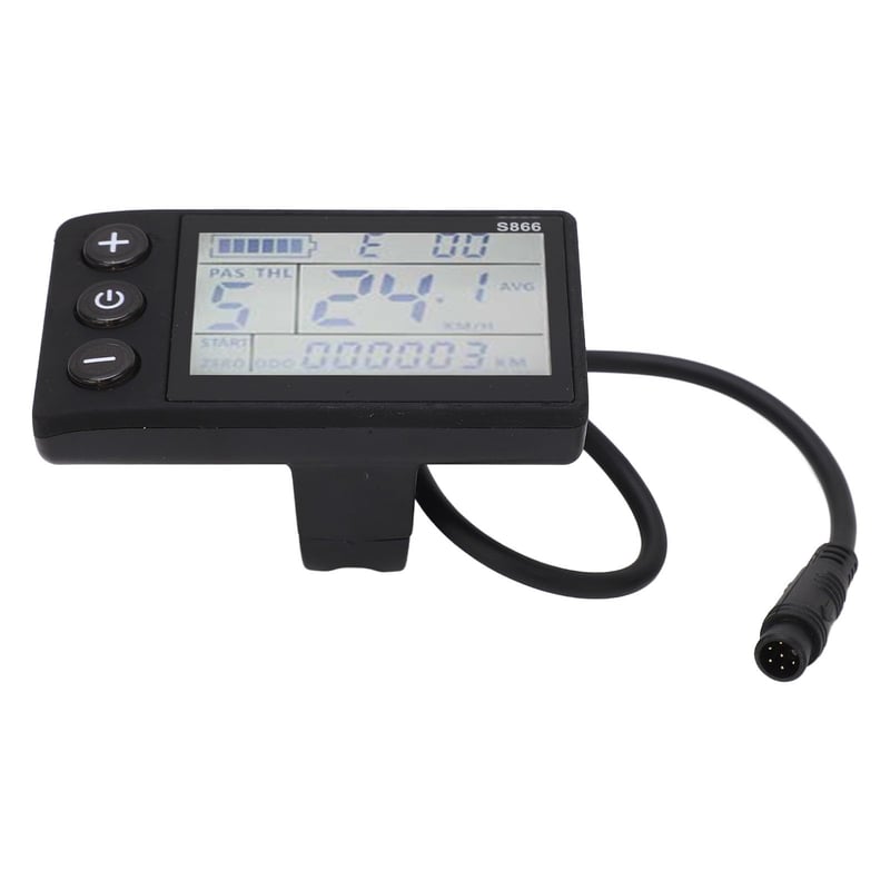 BuyWeek LCD Zaslon za Električni Bicikl - 6P Vodootporni Mjerač Brzine, IP65 Zaštita, 24-60V Kompatibilan, s Pozadinskim Osvjetljenjem, Crni