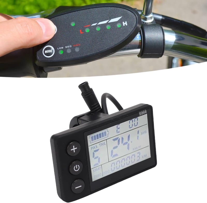 BuyWeek LCD Kijelző Elektromos Kerékpárhoz - 6P Vízálló Sebességmérő Panel, IP65 Védelem, 24-60V Kompatibilis, Háttérvilágítással, Fekete